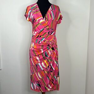 EGERIE Paris Faux Wrap Pink Multicolor Dress M